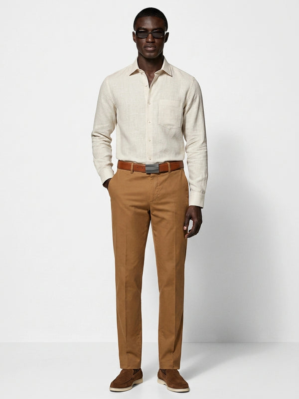 100% Linen Formal Shirt Sand Biege