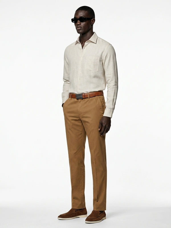 100% Linen Formal Shirt Sand Beige
