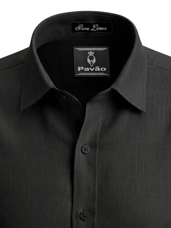 100% Linen Jet Black Shirt
