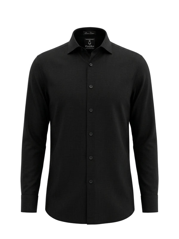 100% Linen Jet Black Shirt