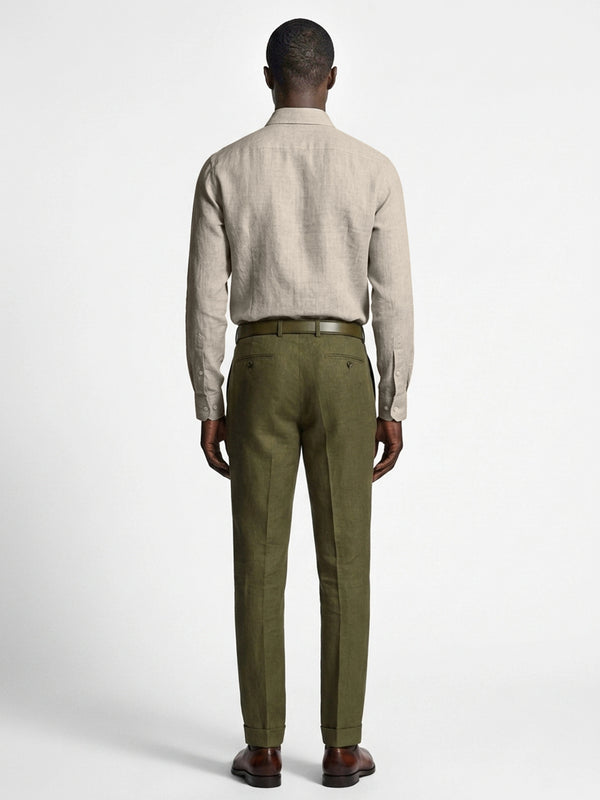 100% Linen Formal Shirt Camel Biege