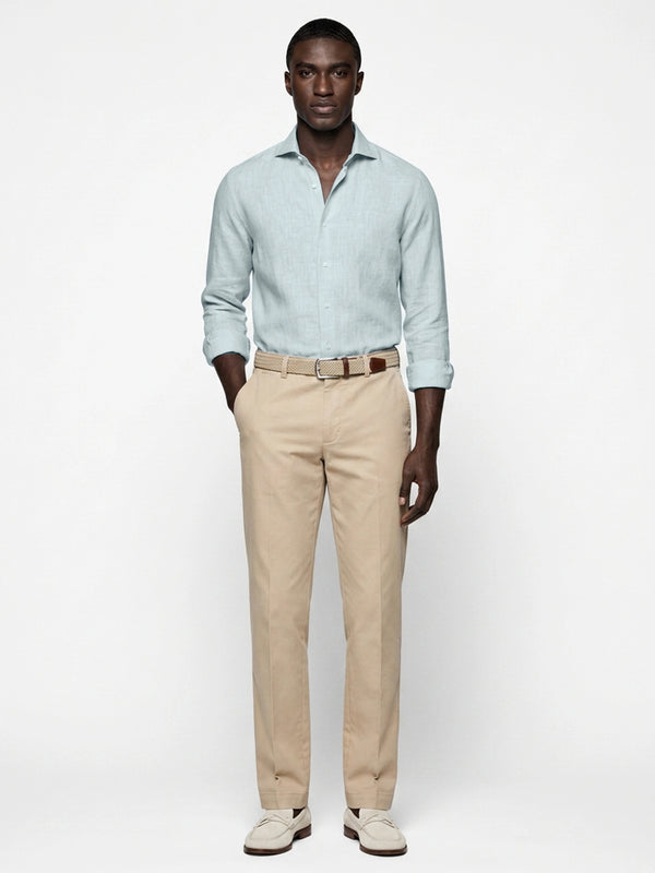100% Linen Formal Cut-Away Shirt Sky Blue