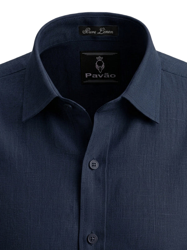 100% Linen Navy Blue Shirt