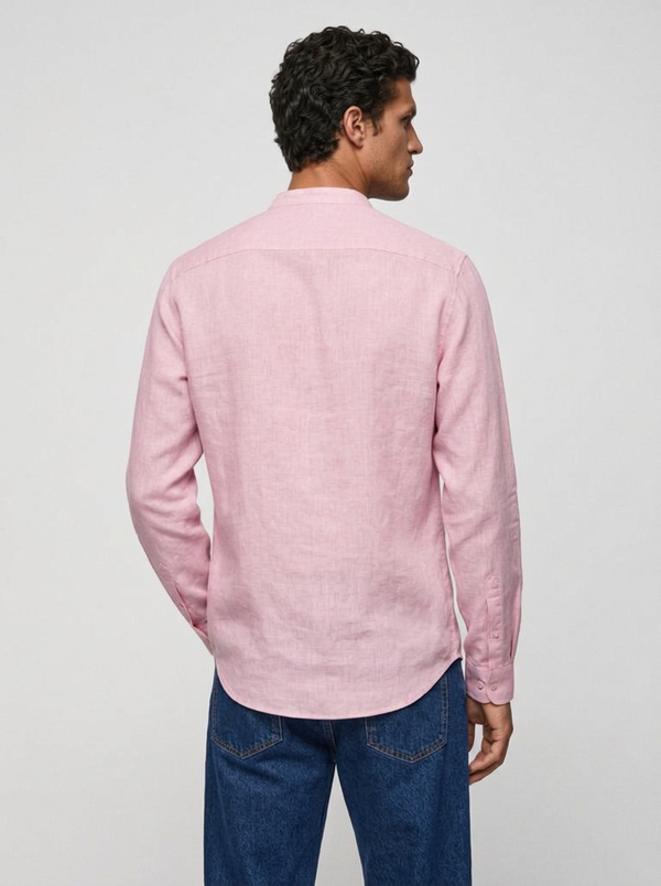 100% Linen Short Kurta Brandy Rose