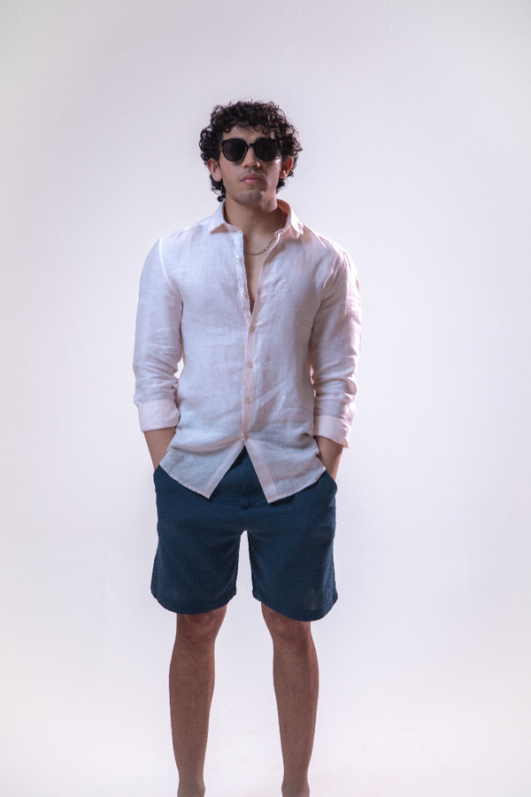 100% Linen Casual Shirt Blush Pink