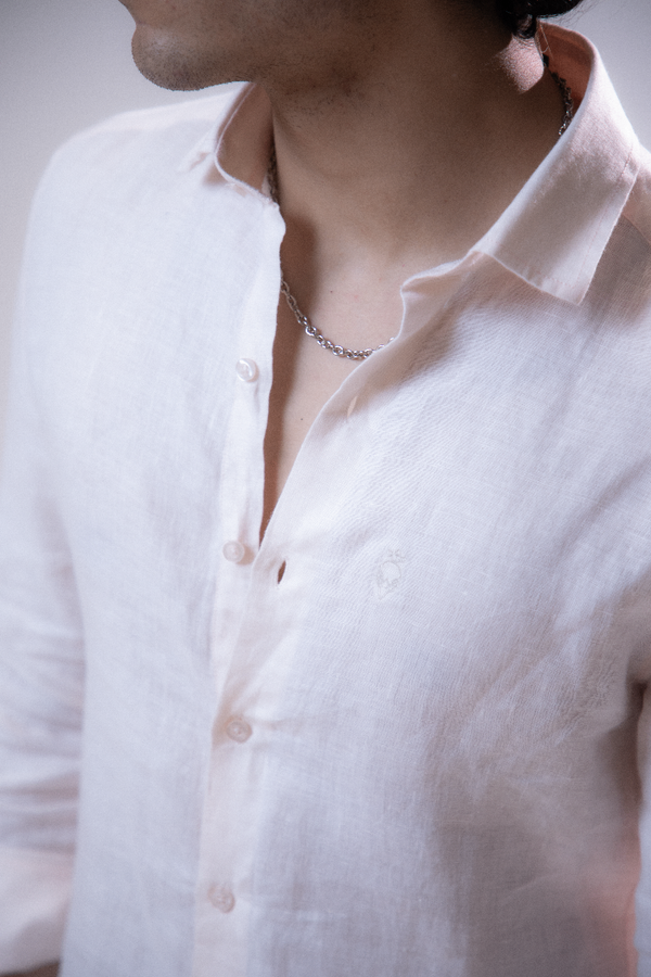 100% Linen Casual Shirt Blush Pink