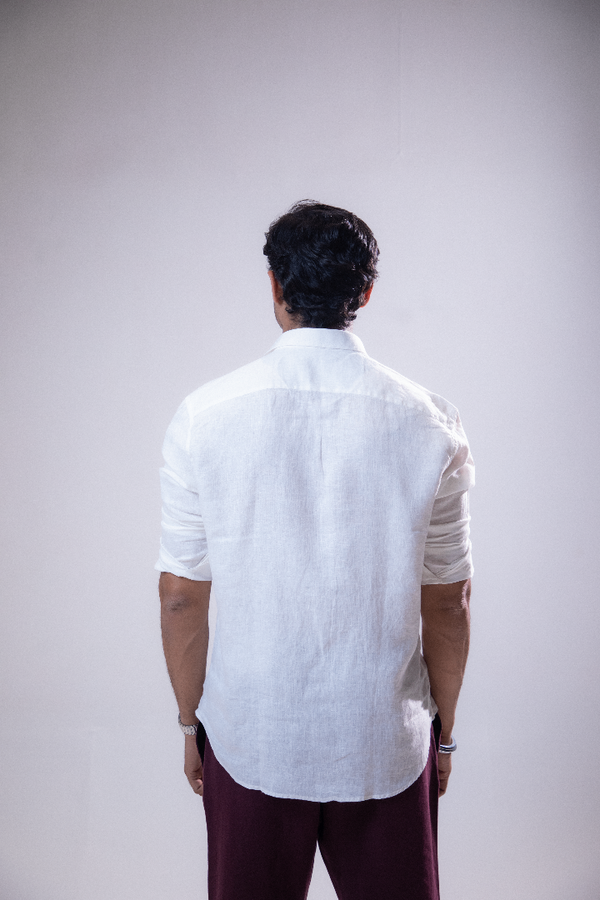 100% Linen Casual Shirt White