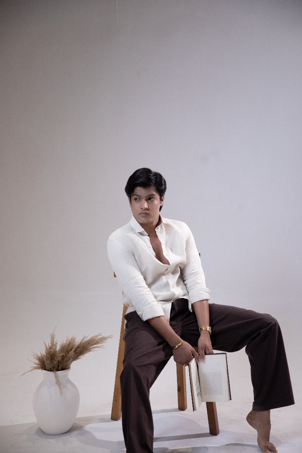 100% Linen Casual Shirt Sand Beige