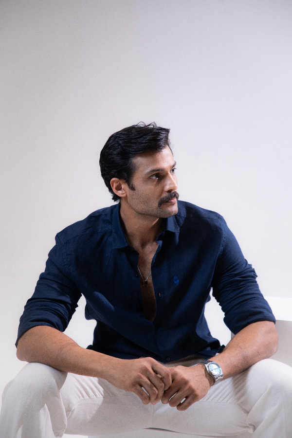 100% Linen Casual Shirt Navy Blue