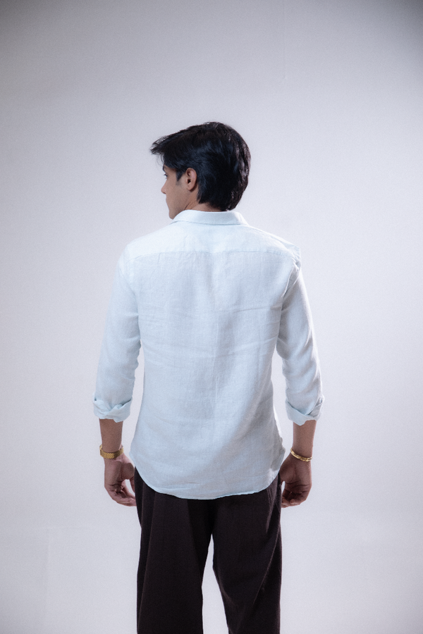 100% Linen Casual Shirt Sky Blue