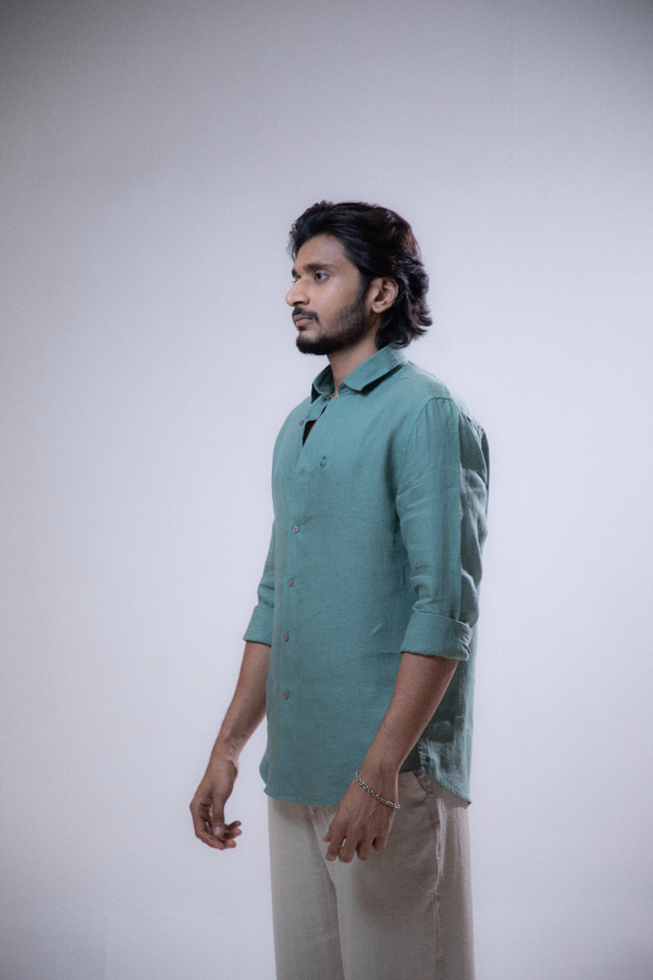 100% Linen Casual Shirt Mint Green