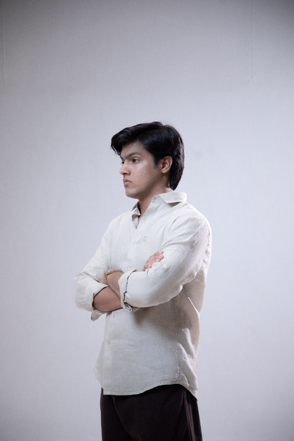 100% Linen Casual Shirt Camel Beige