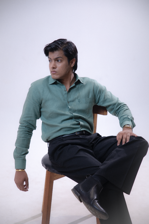 100% Linen Formal Shirt Mint Green