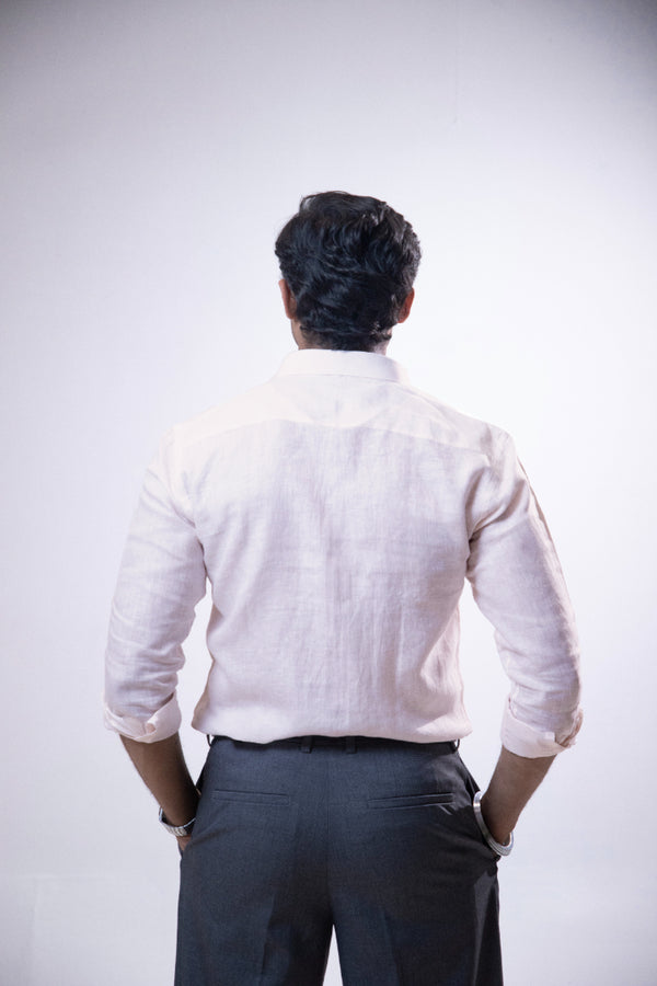100% Linen Formal Shirt Blush Pink