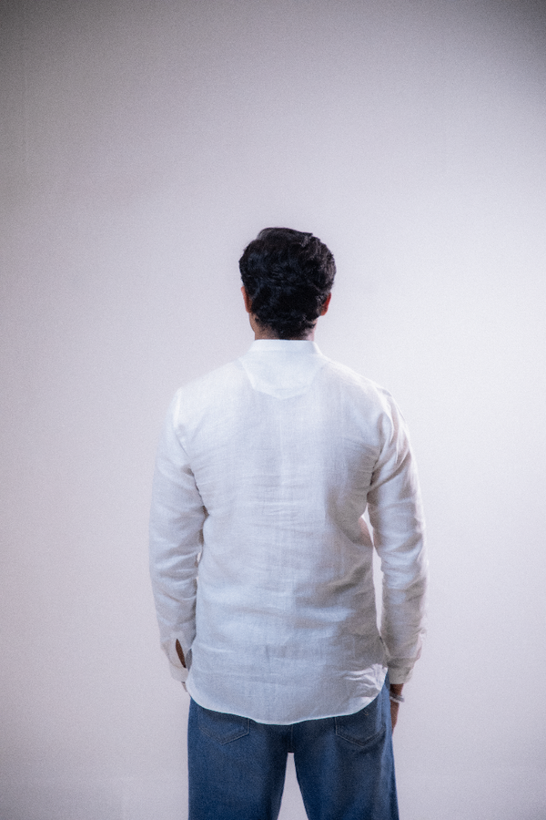 100% Linen Short Kurta White
