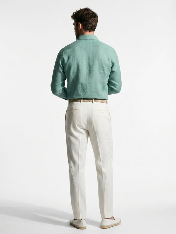 100% Linen Formal Cut-Away Shirt Mint Green