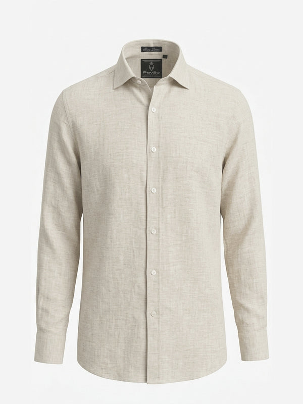 100% Linen Sand Beige Shirt