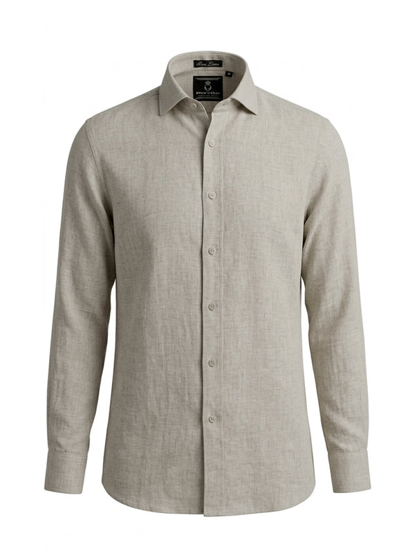 100% Linen Natural Dark Shirt