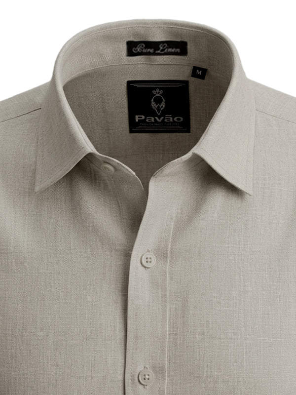 100% Linen Natural Dark Shirt