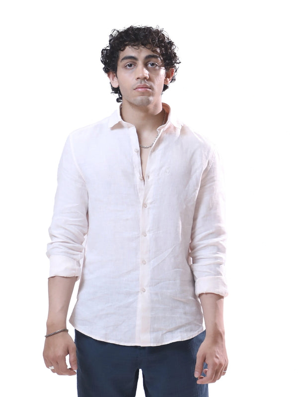 100% Linen Casual Shirt Blush Pink