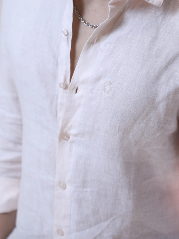 100% Linen Casual Shirt Blush Pink