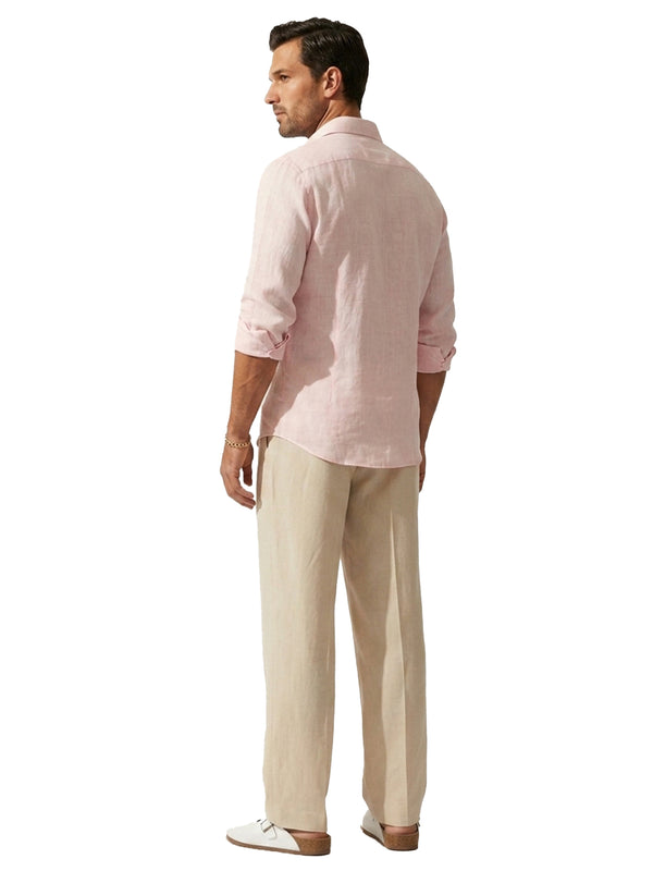 100% Linen Casual Shirt Blush Pink