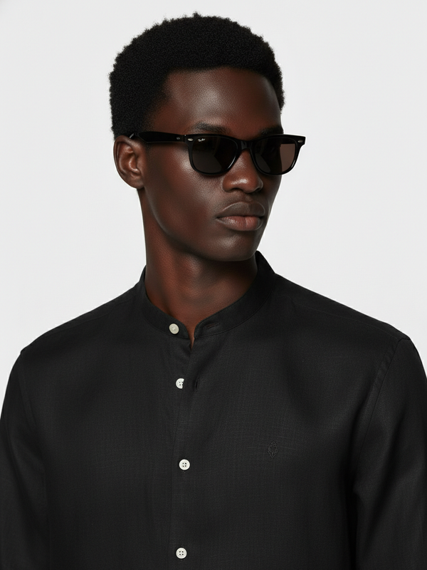 100% Linen Shirt Black