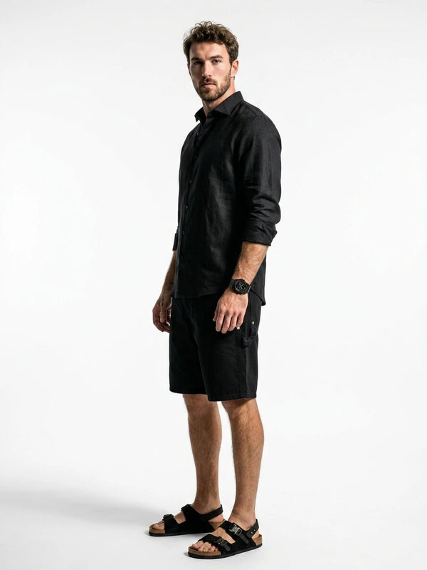 Aero Luxe™ Linen Casual Shirt Jet Black