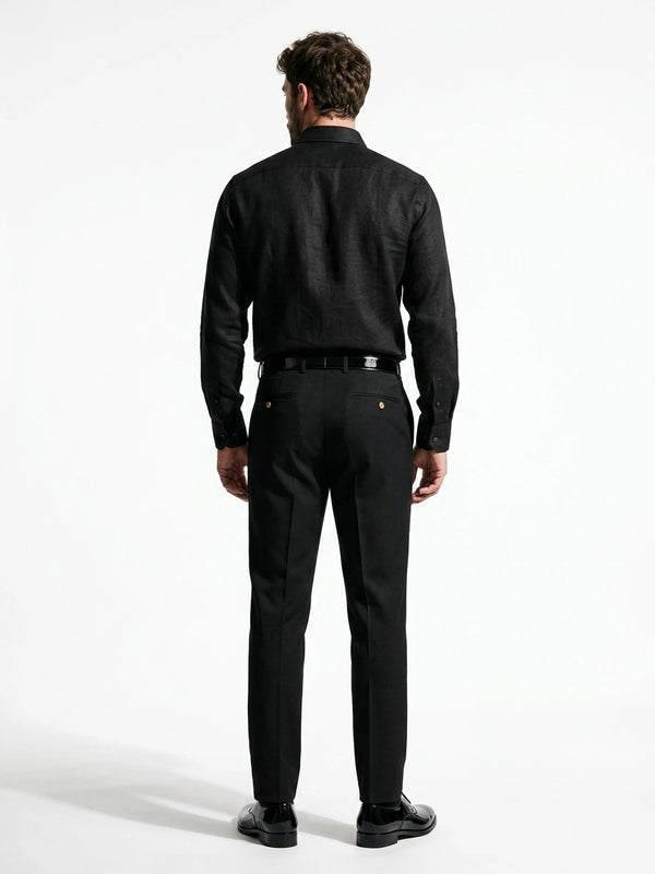 100% Linen Formal Shirt Jet Black