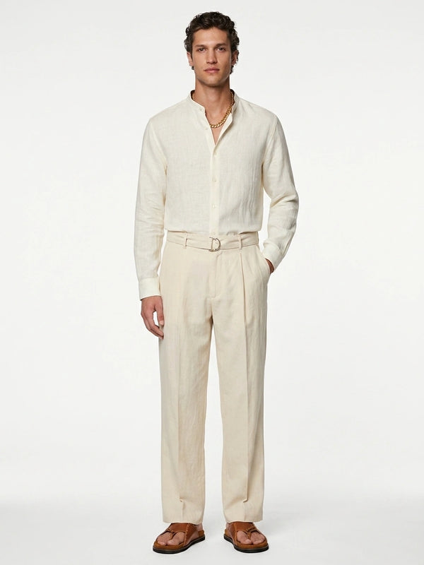 Aero Luxe™ Linen Mandarin Shirt Ivory