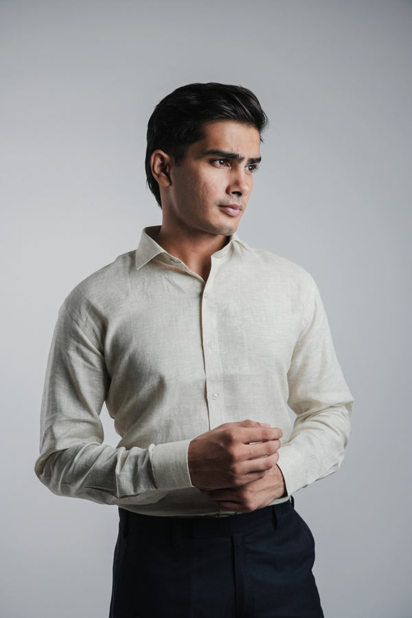 100% Linen Formal Shirt Sand Beige
