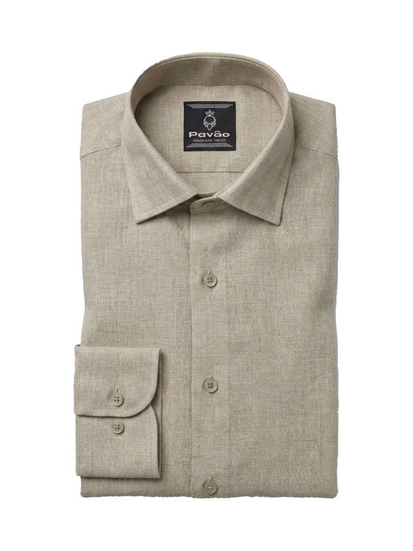 100% Linen Formal Shirt Natural Dark