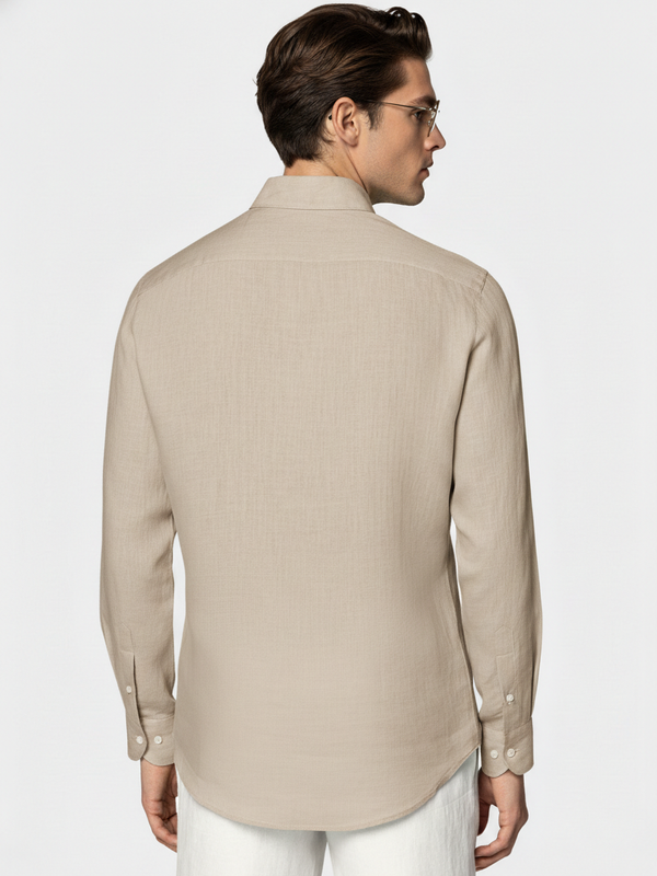 100% Linen Shirt Dark Biege