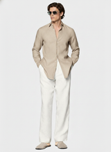 100% Linen Shirt Dark Biege