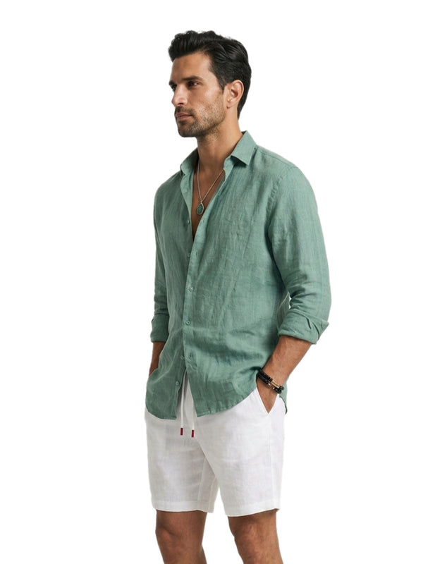 100% Linen Casual Shirt Mint Green