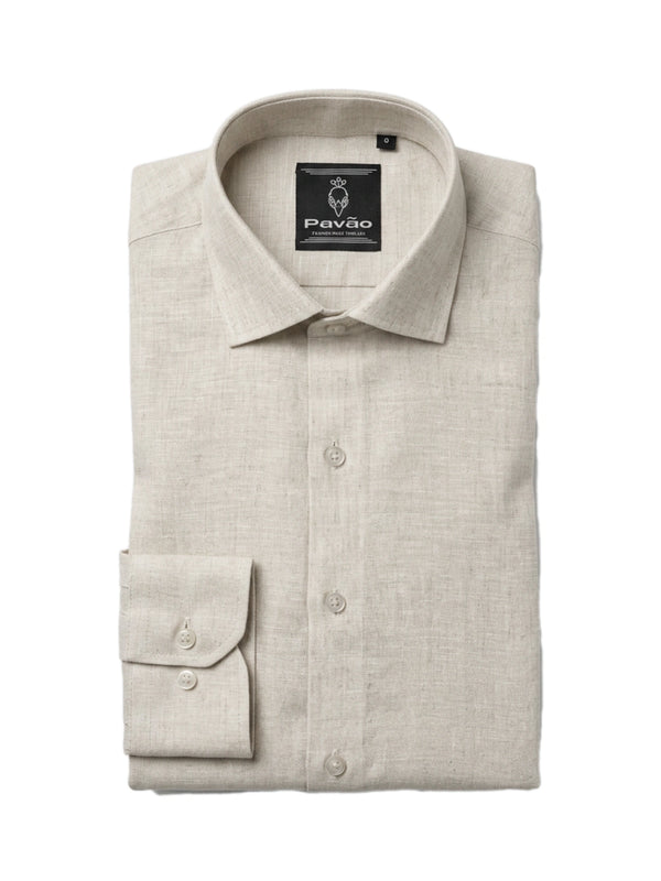 100% Linen Formal Shirt Sand Beige