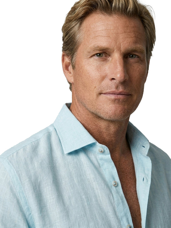 100% Linen Casual Shirt Sky Blue