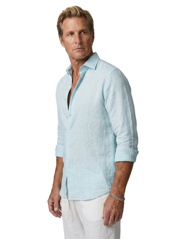 100% Linen Casual Shirt Sky Blue