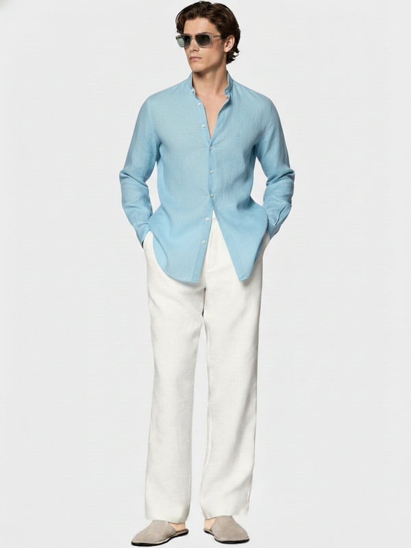 100% Linen Shirt Light Blue
