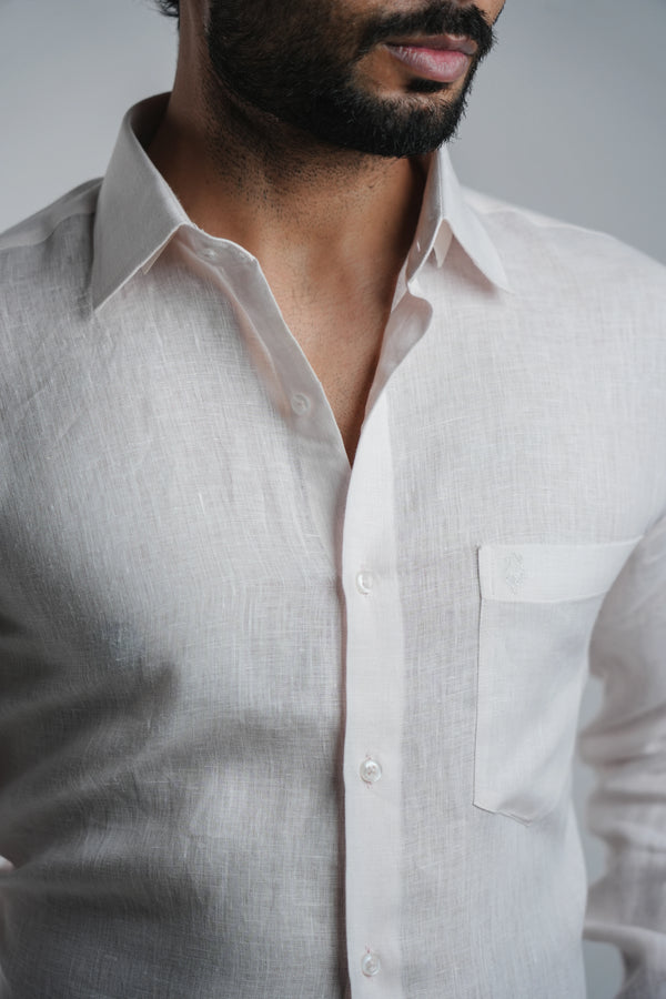 100% Linen Formal Shirt Blush Pink