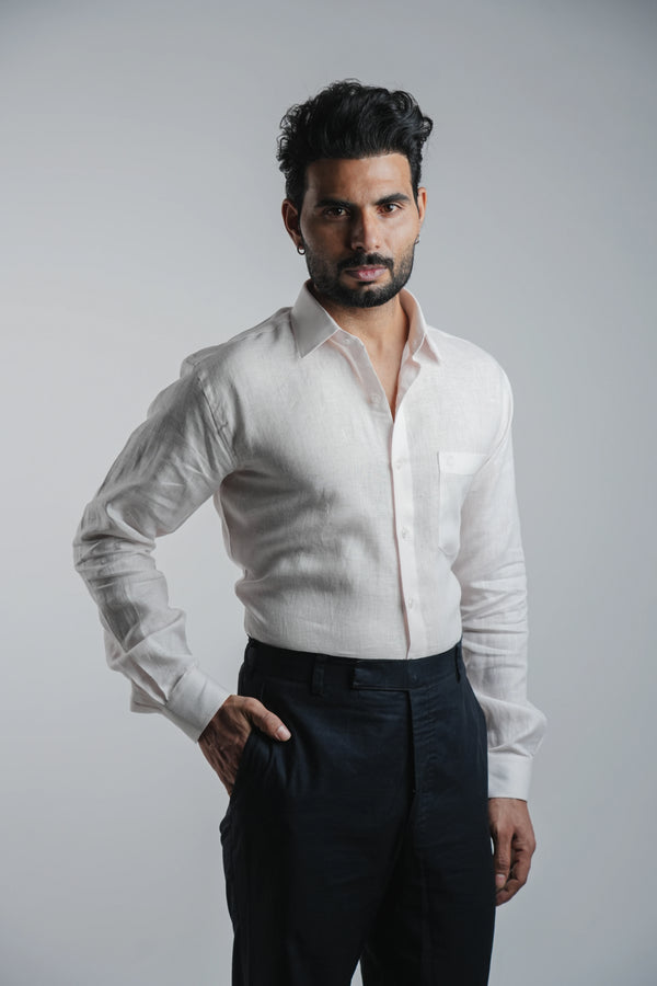 100% Linen Formal Shirt Blush Pink