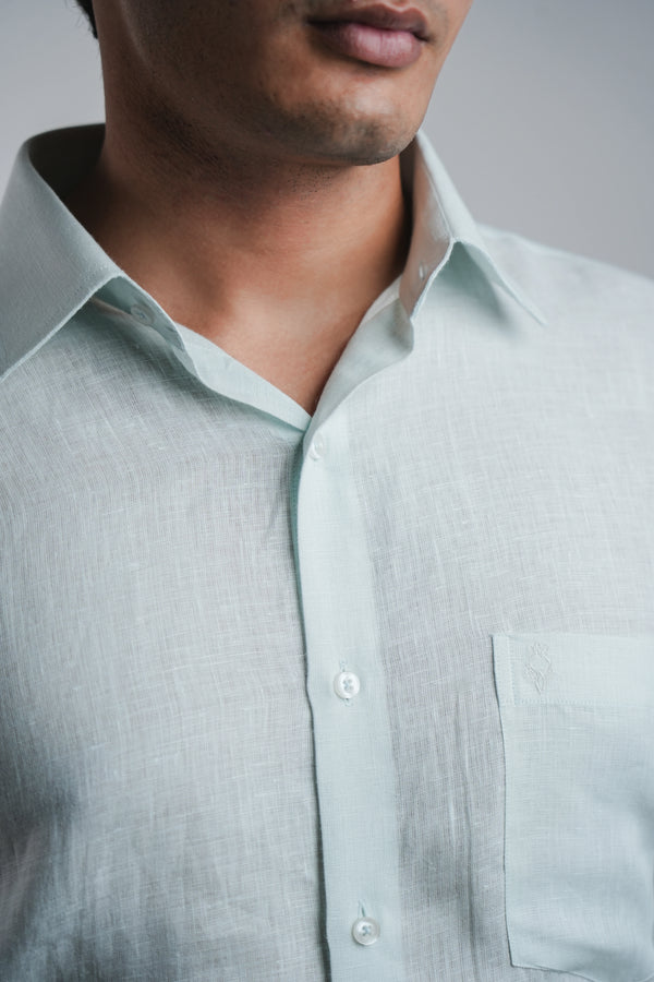 100% Linen Formal Shirt Sky Blue