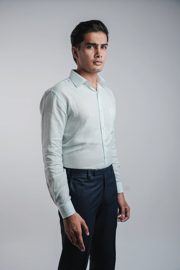 100% Linen Formal Shirt Sky Blue