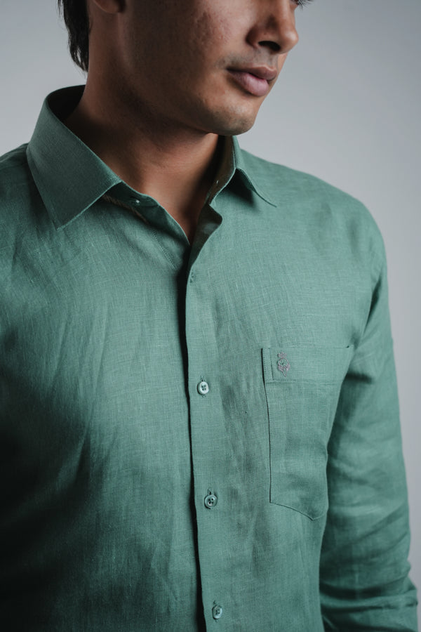 100% Linen Formal Shirt Mint Green