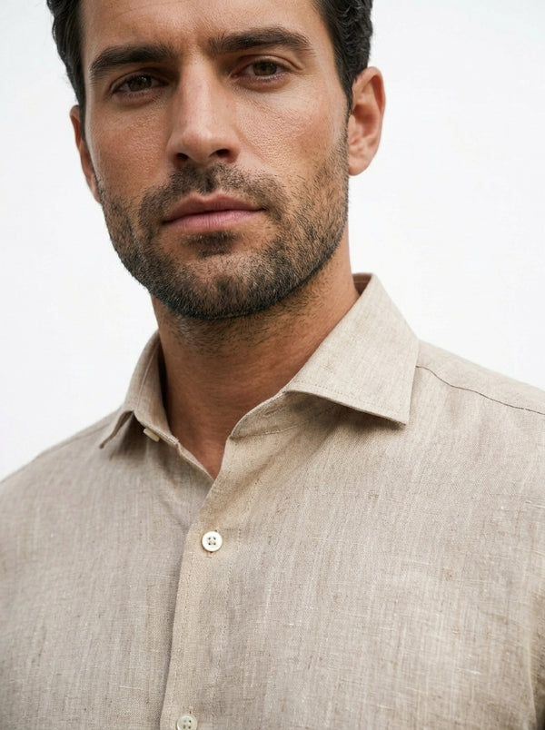 100% Linen Formal Shirt Camel Beige