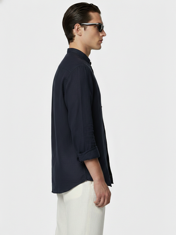 100% Linen Shirt Navy Blue