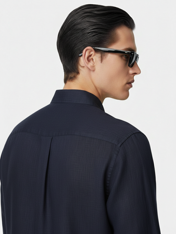 100% Linen Shirt Navy Blue