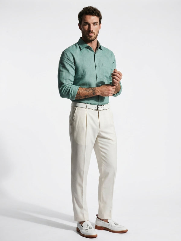 100% Linen Mint Green Shirt
