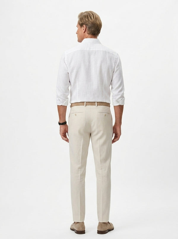 100% Linen Formal Shirt White