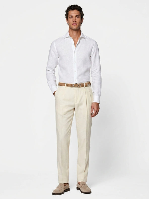 White Linen Cut-Away Shirt